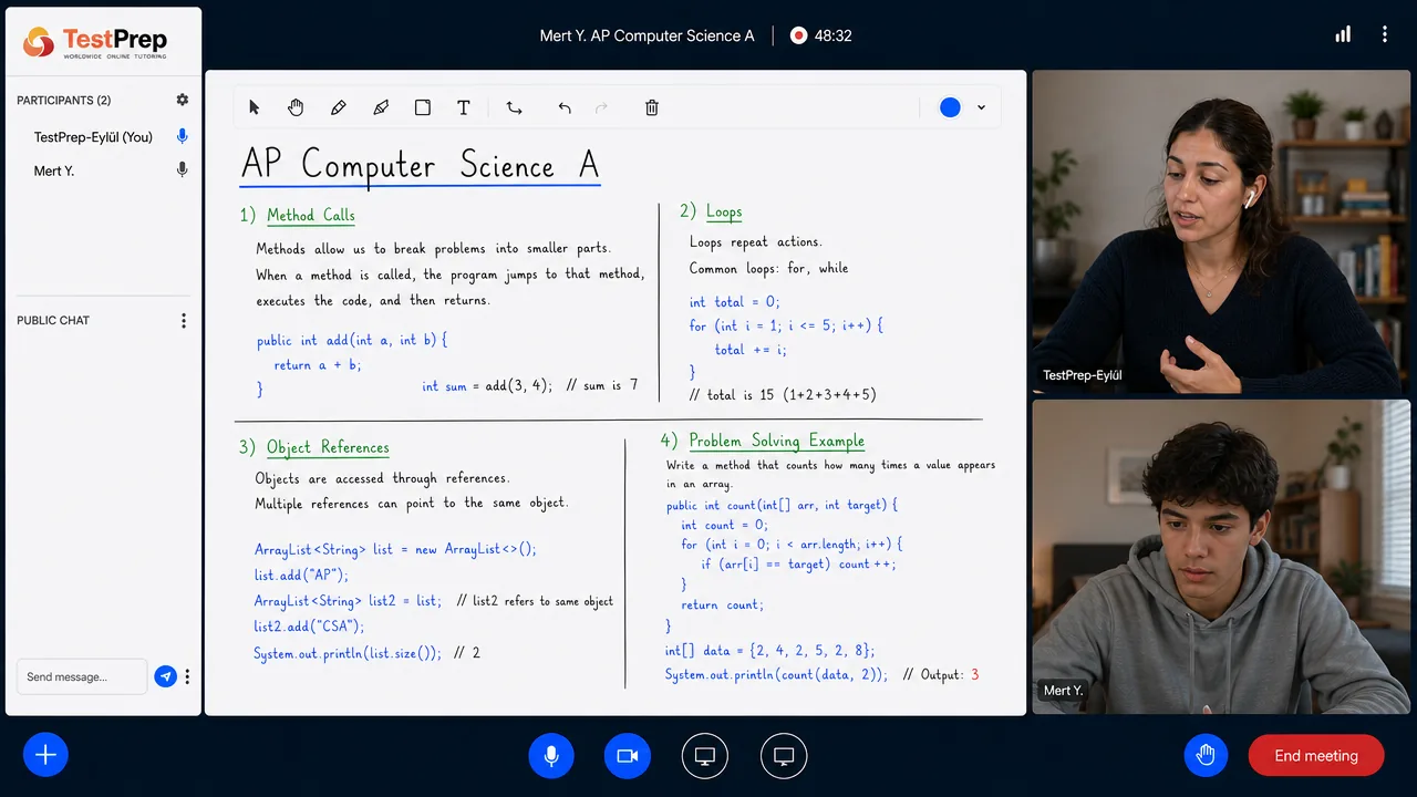 AP Computer Science A — özel ders