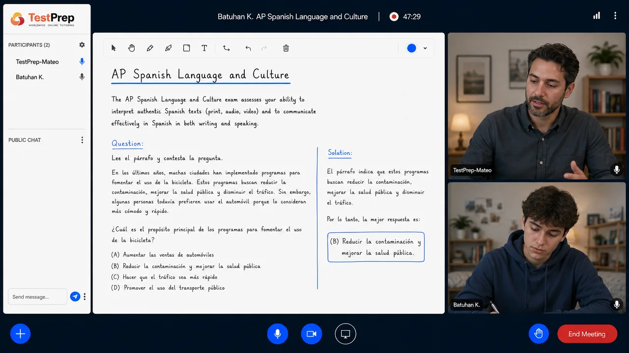 AP Spanish Language — özel ders